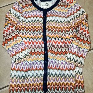 Tabitha Anthropologie Multicolor Zigzag Cardigan